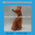 Brown ceramic fox figurine for home decoration
